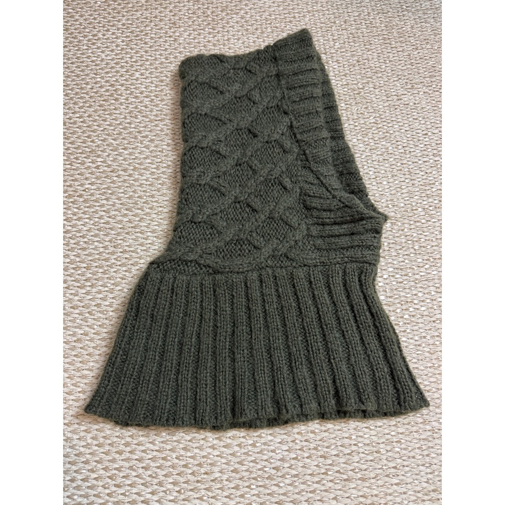 Wooden Ships Olive Green Cable Knit Balaclava Mohair Wool Blend Hooded Cowl hat